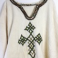 エチオピア手つむぎ手織刺繍ポンチョ 一点物 01