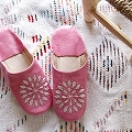 バブーシュ刺繍 S15チェリーピンクx000白
