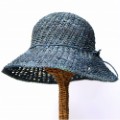 【SALE】ラフィアクロッシェ帽子 アフガン編み風 つば9cm 83 インディゴ @7500→6000