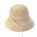 【受注商品】ラフィア帽子 クラウン透かし 4柄 B8 紐付き