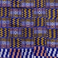 ケンテ布(2ヤード) 紺黄サーモン白