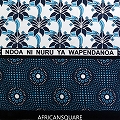 カンガ ケニア フチ縫い NDOA NI NURU YA WAPENDANOA 青