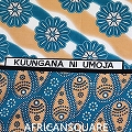 カンガ ケニア フチ縫い KUUNGANA NI UMOJA ターコイズ