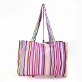 キコイストライプ 横長トートバッグ ピンク