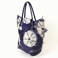 藍染絞り革フラップ手提げ 25SS一点物