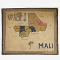 泥染め絵 アフリカ地図 中　一点物　MALI02