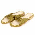 【SALE】ラフィアギャザーサンダル オリーブ 22SS一点 @18000→14400