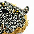 セネガル ライオンクッション 大 黒黄緑系 一点物