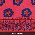 スペシャルカンガ タンザニア製 ケニア重ね染め フチ縫い ピンク MUNGU NI MTETEZI WANGU
