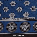 スペシャルカンガ タンザニア製 ケニア重ね染め フチ縫い 青 MUNGU WETU NI MWEMA DAIMA