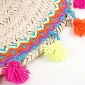 チュニジアパーム帽子 刺繍カラフルタッセル