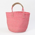 サイザルバッグ共手9インチ ハンドル生成革巻き ペールピンク