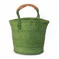 サイザルバッグ共手9インチ ハンドル革巻き 緑