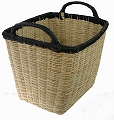 籐製四角コンテナ特大 皮縁加工手付