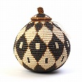 ズールーバスケット壺 UKHAMBA 蓋付き DIXZX 25_27 2501 一点物