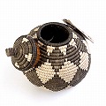 ズールーバスケット壺 UKHAMBA 蓋付き DIXZX 25_27 2602 一点物