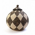ズールーバスケット壺 UKHAMBA 蓋付き DIXZX 25_27 2602 一点物