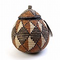 ズールーバスケット壺 UKHAMBA 蓋付き DIXZX 25_27 2606 一点物