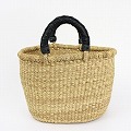 ボルガバスケット 楕円底 革ハンドル 黒