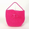 ナイロンマクラメ編みバッグ ダイヤ柄 ピンク 23SS一点物 @12500→10000円