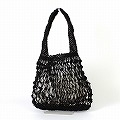 ナイロンバッグ 結び透かし ハンドル格子柄 黒 25SS一点物