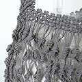 ナイロンバッグ 結び透かし ハンドル格子柄 グレー 25SS一点物