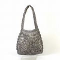 ナイロンバッグ 結び透かし ハンドル格子柄 グレー 25SS一点物