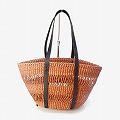 ニャリガバスケット 楕円底 2本透かし 黒平革ハンドル サーモン 25SS一点物