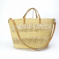 ニャリガバスケット 楕円底 2透かし 茶革ハンドル+ショルダー ナチュラル 25SS一点物