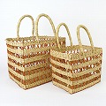 ボルガ四角透かしカゴ 小 ナチュラルオレンジ 25SS一点物 @9500→7600円
