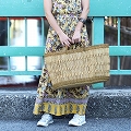 ニャリガバスケット 楕円底縦長透かし4本カゴ キャメルナチュラル