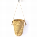 【受注商品】ボルガ縦長丸底ウェイブショルダーカゴ  ナチュラル ナチュラル革