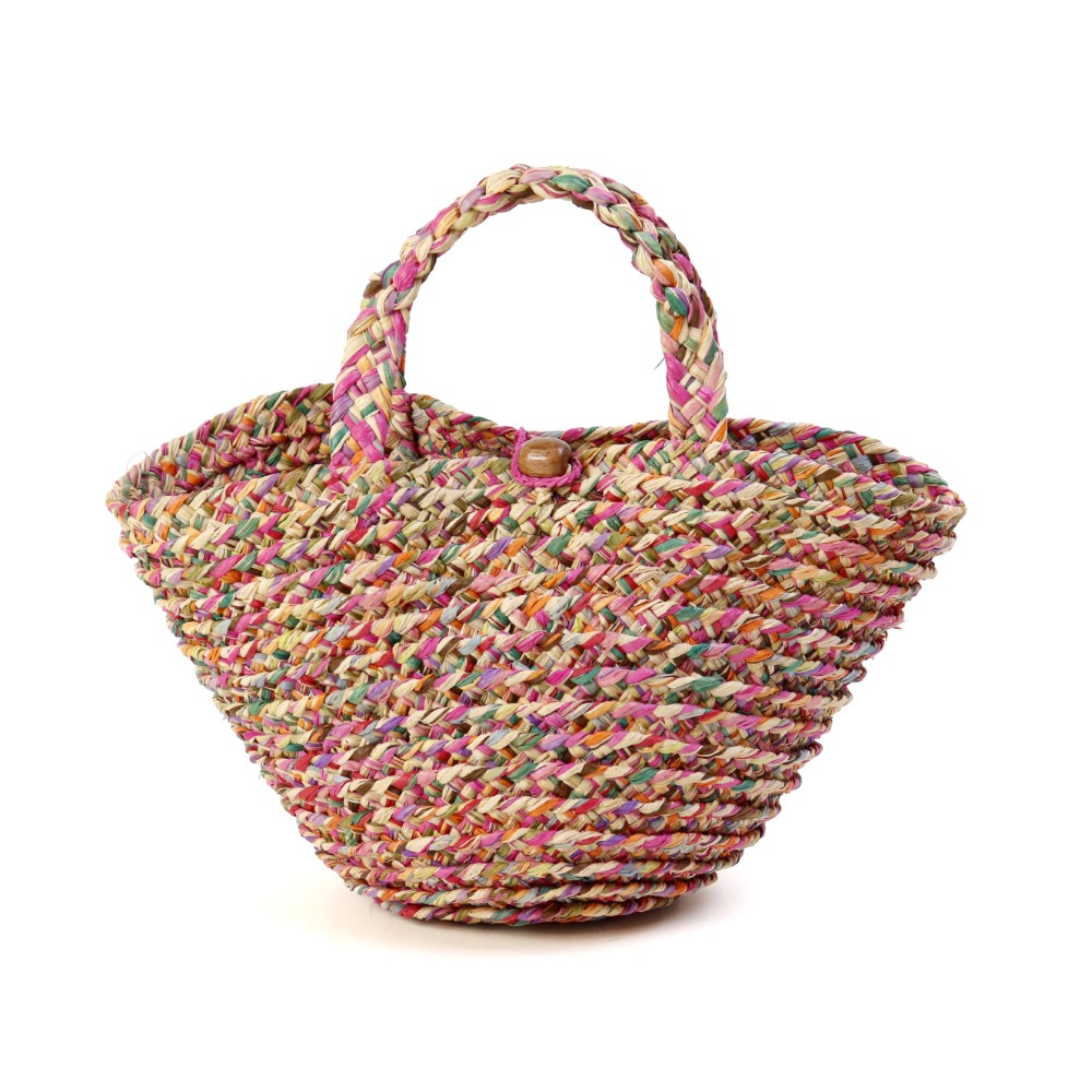 アフリカンスクエアー / ラフィアブレードバッグ S マルチ ナチュラルx 