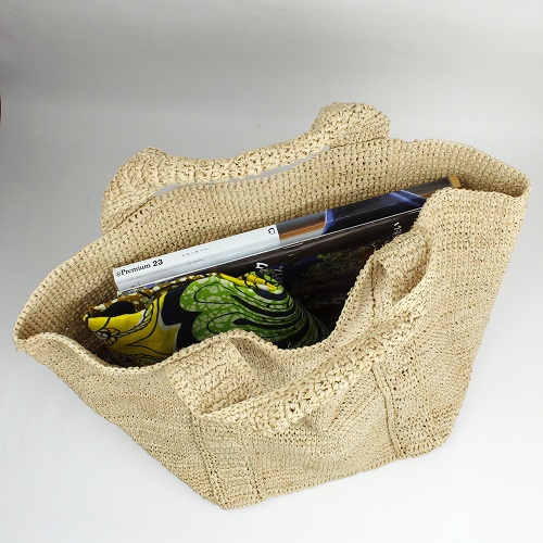 アフリカンスクエアー / ラフィアかぎ編みバッグ 正方形トート ラメ