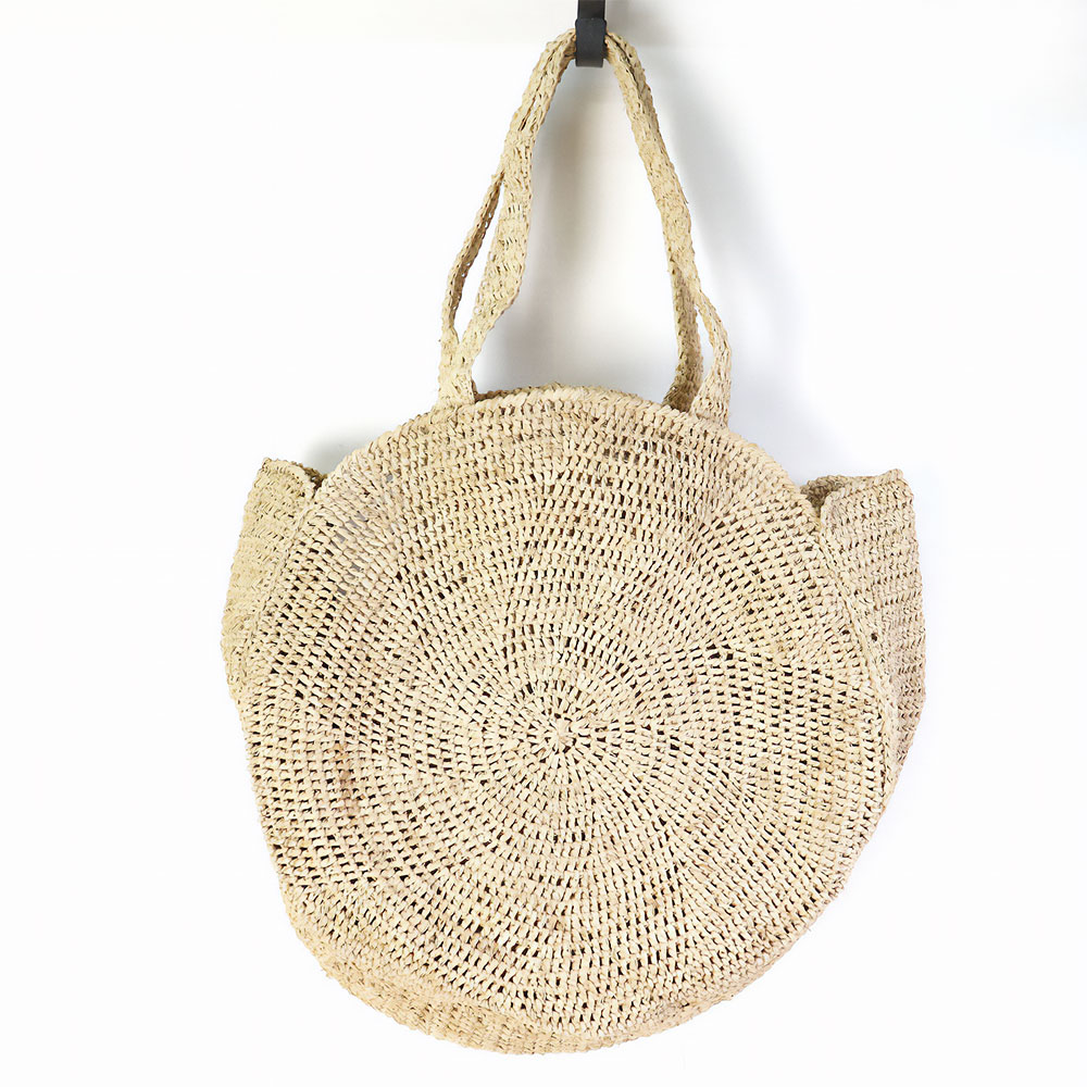 アフリカンスクエアー / ラフィアかぎ編みバッグ 丸バッグ大 SS一点物  