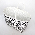 プラスチックカゴ 縦横柄 白黒