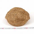 ラフィアかぎ編みバッグ 丸底 四角パッチワーク 紅茶
