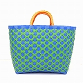 プラスチックかご 格子26x14x23 青緑