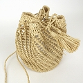 ラフィアかぎ編みミニポシェット 斜め透かし 丸底 NAT 24SS一点物 @7500→6000