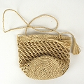 ラフィアかぎ編みミニポシェット 斜め透かし 丸底 NAT 24SS一点物 @7500→6000