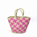 【受注商品】ストローかご 星柄 小 ピンク