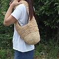 ラフィアバッグ フリンジミニ 1本手 NAT