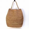 【受注商品】ラフィアかぎ編みバッグ 長方形細編柄 紅茶