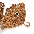 【受注商品】ラフィアかぎ編みバッグ 透かし魚 紅茶