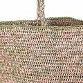 【受注商品】ラフィアバッグ 正方形底 ミックス グレーピンク