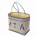 水草かご 長方形ストライプ文字入 青NAT