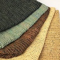 ラフィア編み四角トート 平革ハンドル 黒