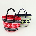 【SALE】アクリルxサイザル共手9インチ クロス柄　赤 @8000→5000円