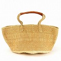 アクリルサイザルバッグ14x9 ハンドル革巻き ドットE柄 ベージュ
