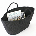 サイザルバッグ共手無地楕円トート横長16x6x12 クロ